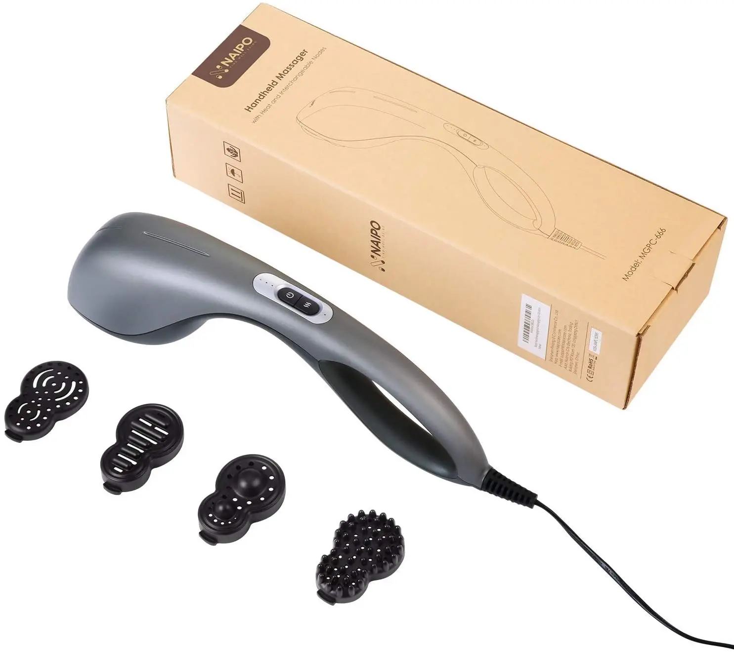 NAIPO Massagegerät Infrarot Wärmefunktion, 4 Aufsätze, verschiedene Intensitäten - Image 12