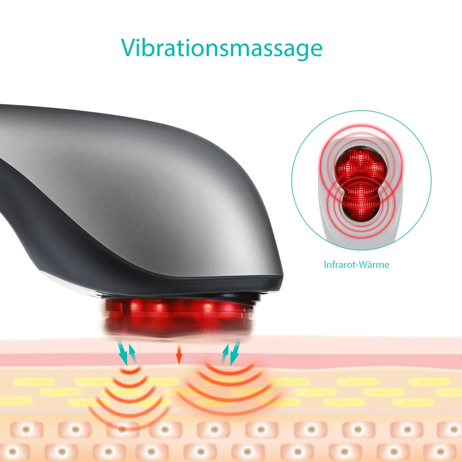 NAIPO Massagegerät Infrarot Wärmefunktion, 4 Aufsätze, verschiedene Intensitäten - Image 5