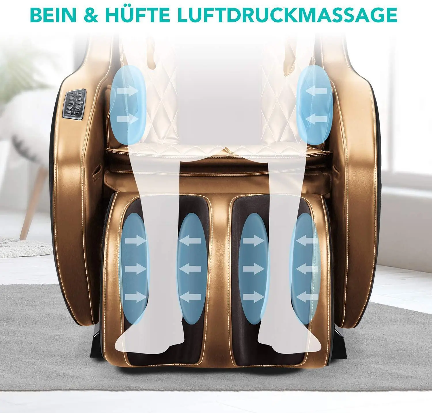 NAIPO Premium Massagesessel, Design-Award, Bluetooth, Liegefunktion, Space-Saving, Braun - Image 5