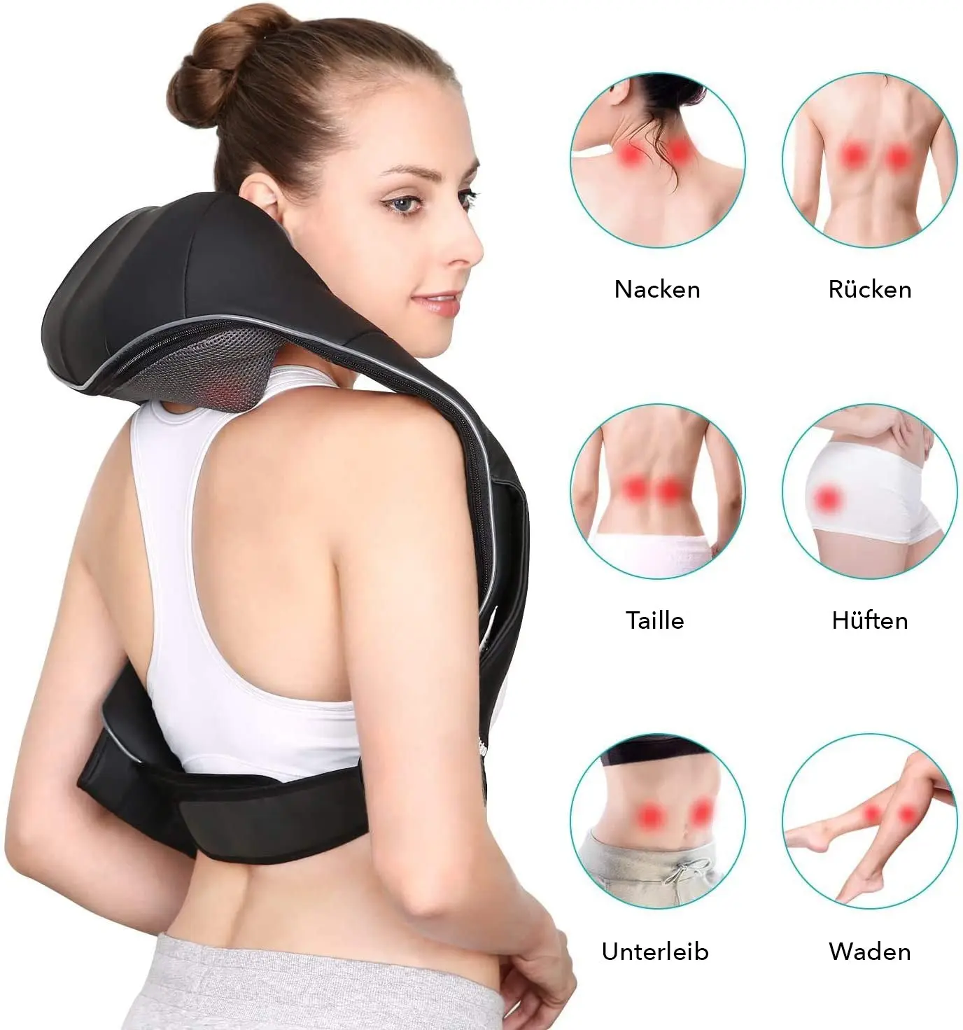 Naipo Massagegerät mit Akku, für Nacken Schulter Massage Shiatsu mit 3 Einstellbaren Geschwindigkeiten - Image 3